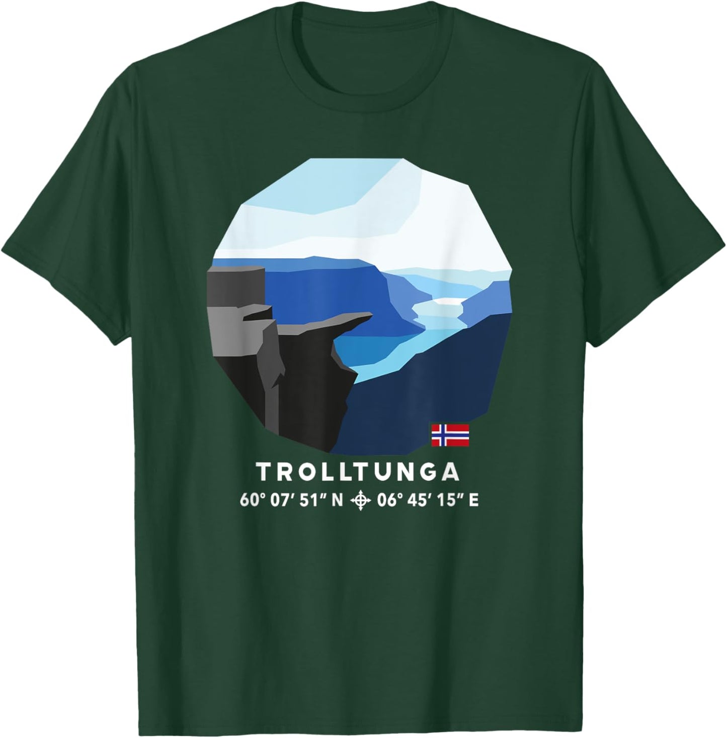 Trolltunga Troll Tongue Rock Norway Cool Hiking Souvenir T-Shirt - T-Shirt | Forest