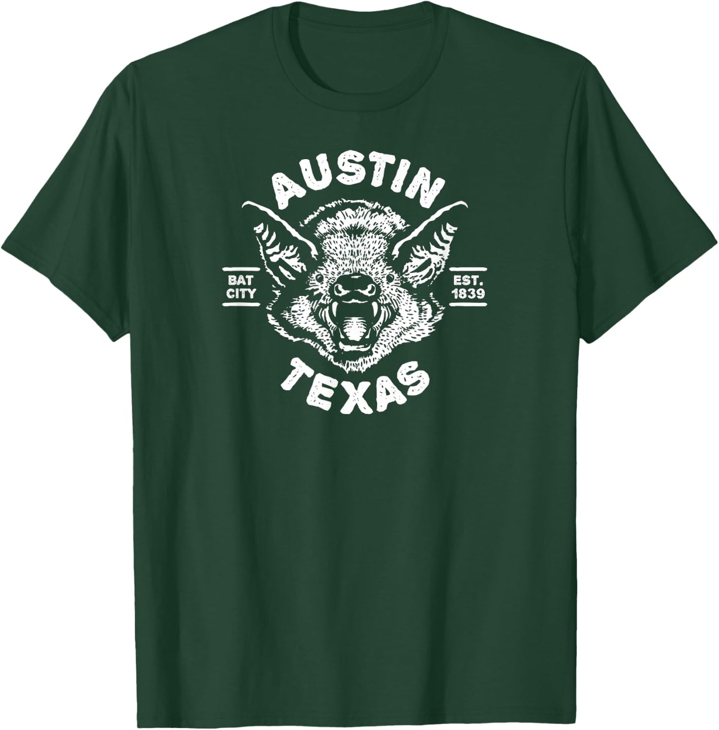AUSTIN BAT - Bat City Texas TX / Est Established 1839 Design T-Shirt - T-Shirt | Forest
