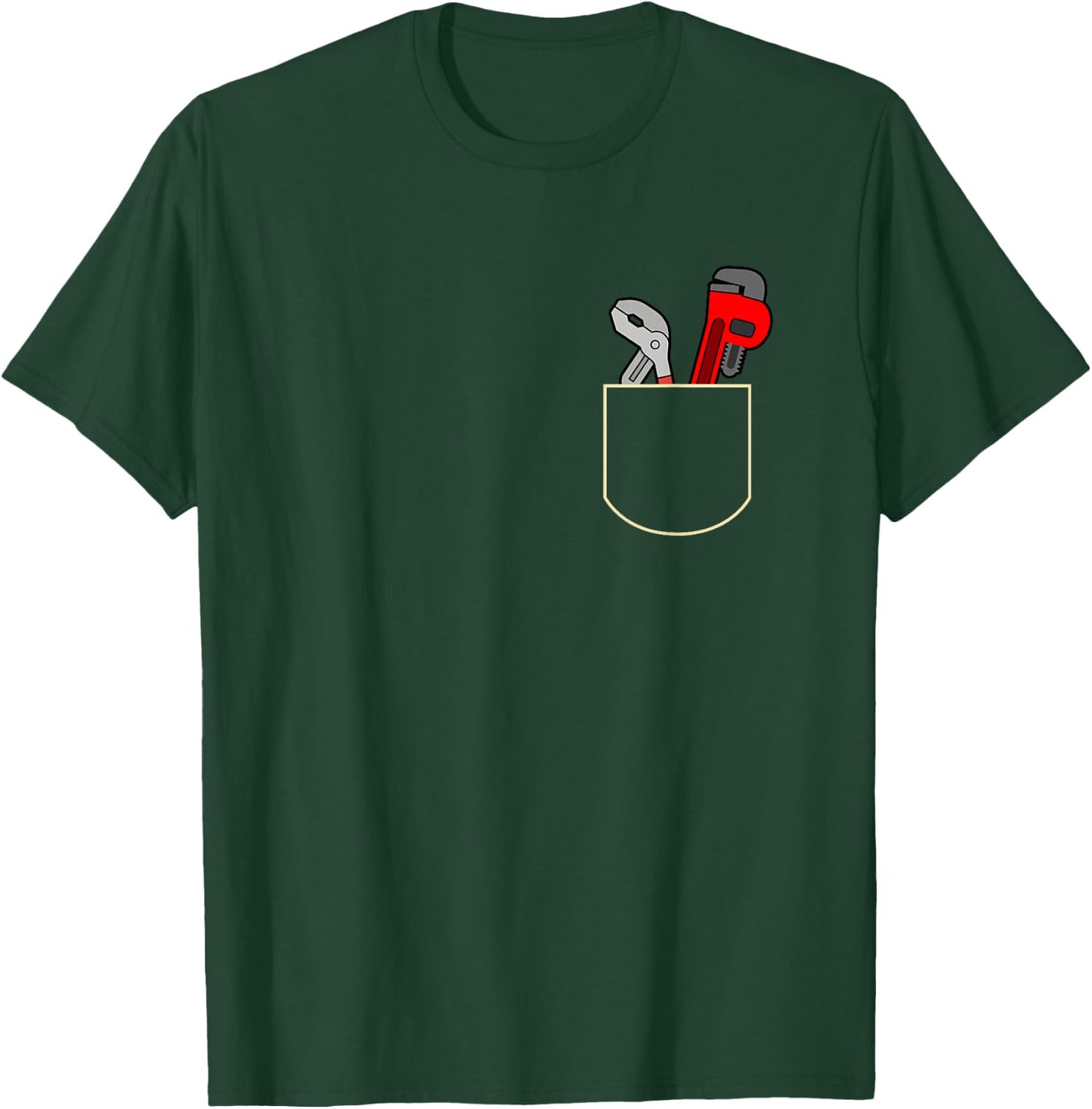 Funny Pipe Wrench In The Pocket Gift Plumber Pocket T-Shirt - T-Shirt | Forest