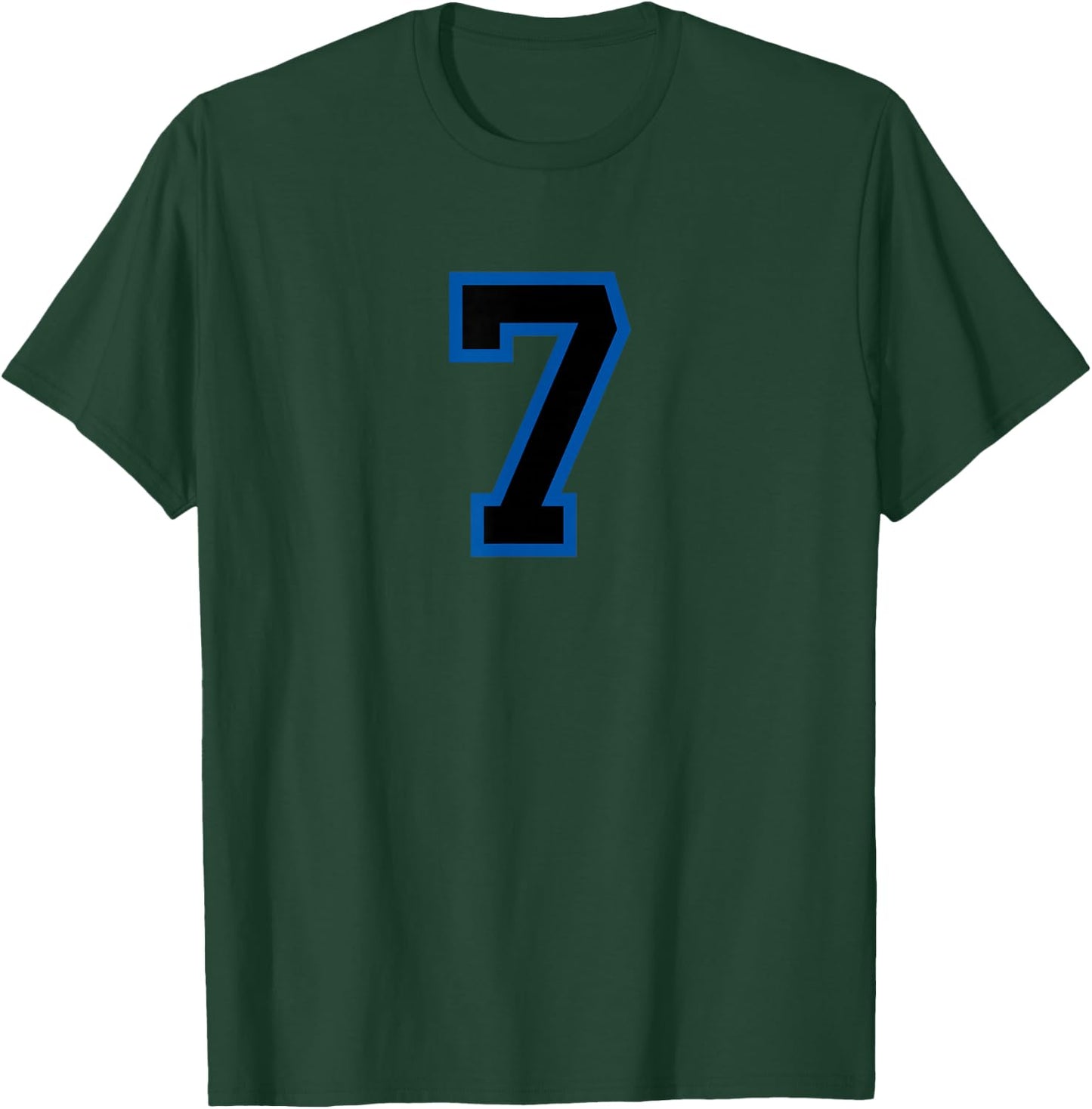Blue Black Sports Team Number #7 T-Shirt - T-Shirt | Forest