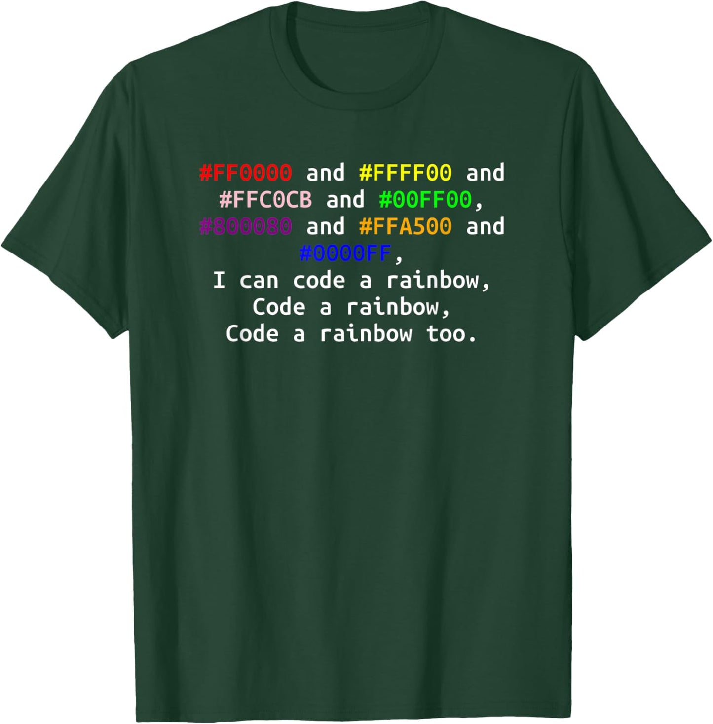 Funny computer Hexadecimal coding colors musical pun design T-Shirt - T-Shirt | Forest