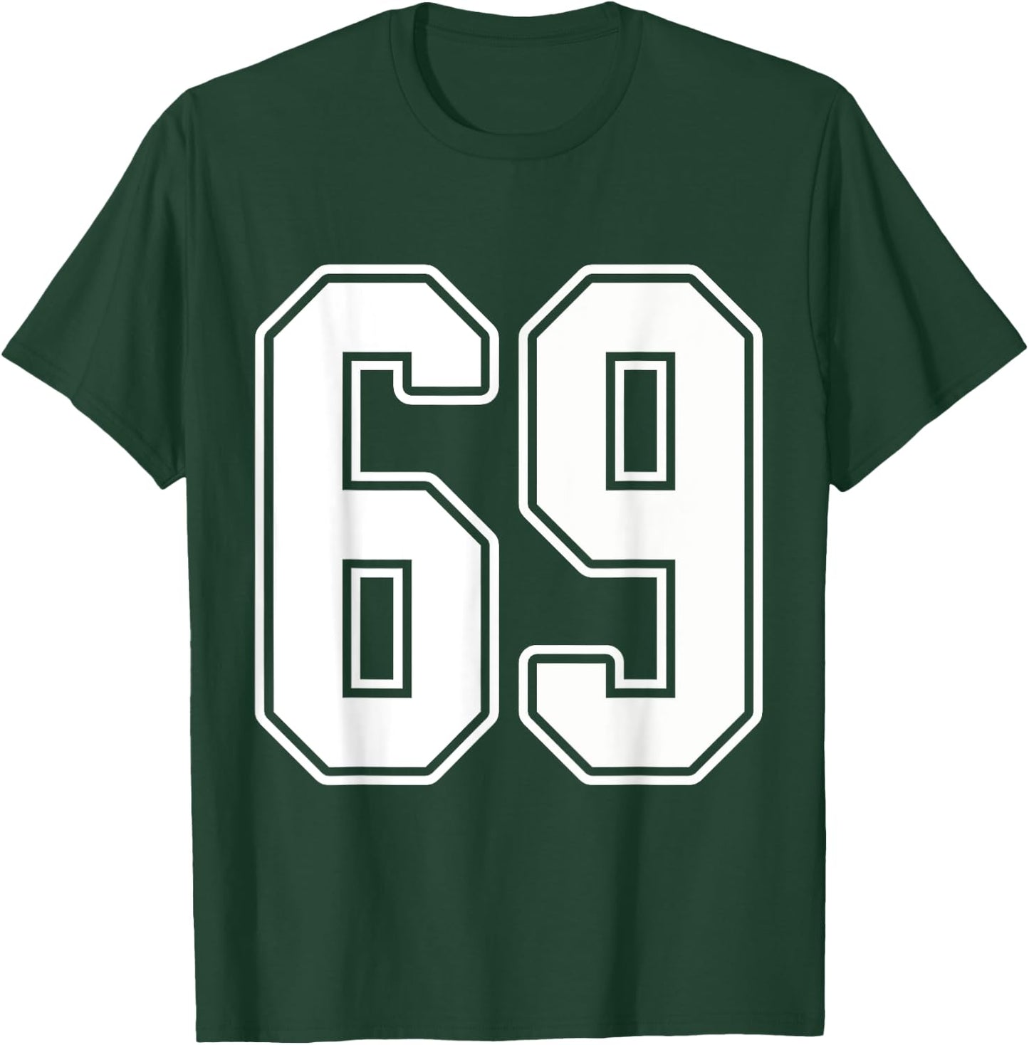#69 White Outline Number 69 Sports Fan Jersey Style T-Shirt - T-Shirt | Forest