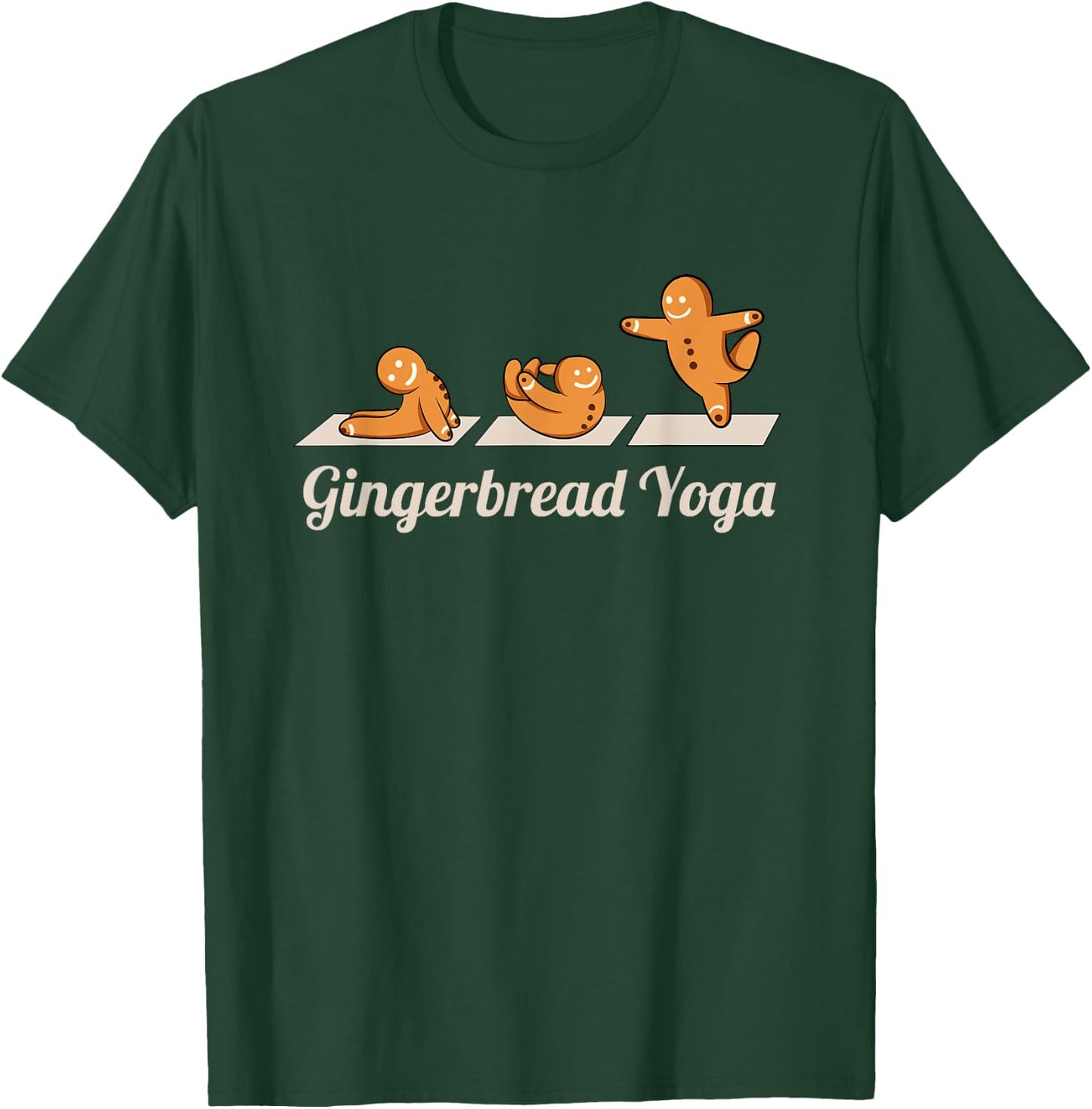 Gingerbread Man Yoga Funny Cute Fitness Christmas T-Shirt - T-Shirt | Forest