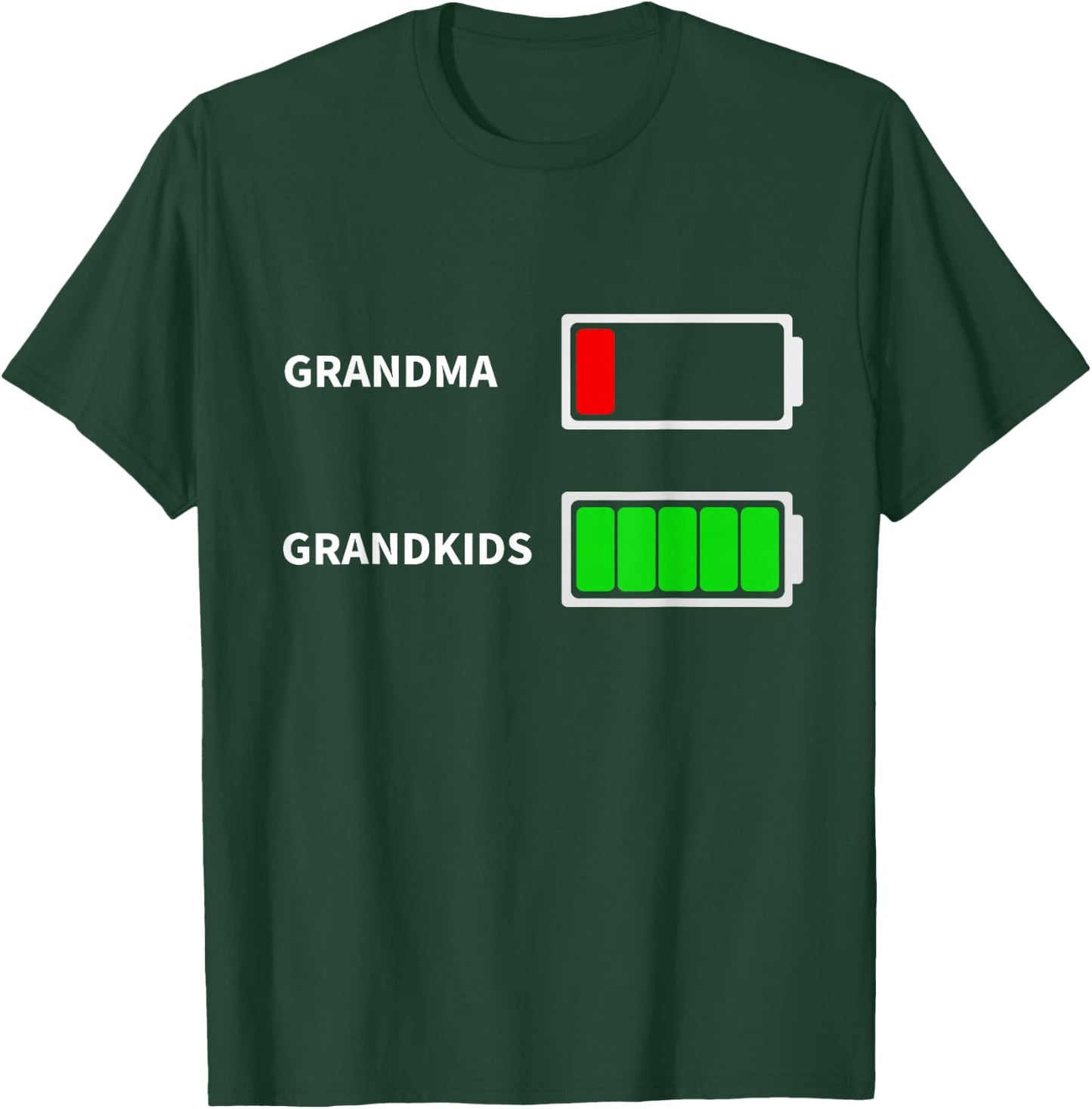 Funny Tired Grandma Low Battery With Grandkids Full Battery T-Shirt - T-Shirt | Forest
