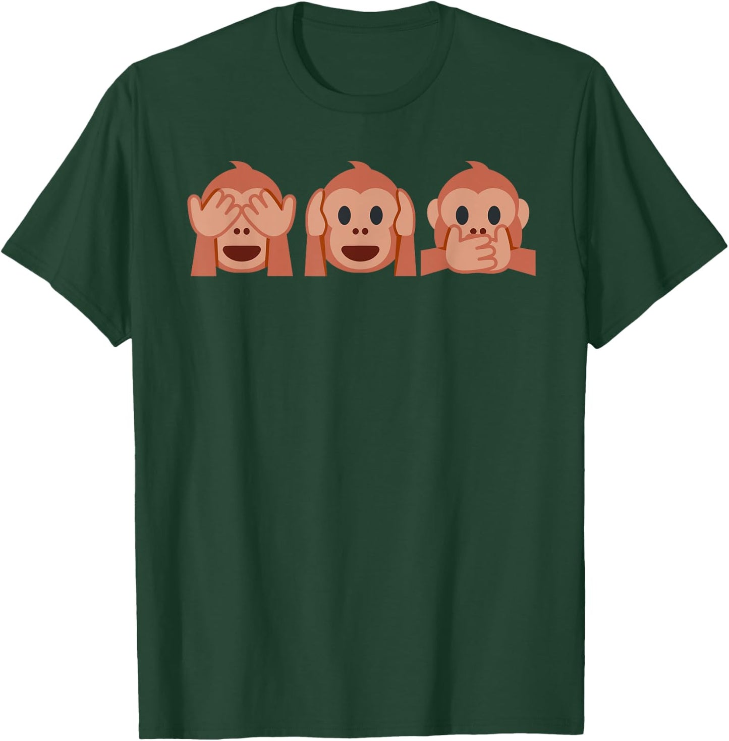three monkeys Emoticon see hear speak no Evil Emoticon T-Shirt - T-Shirt | Forest