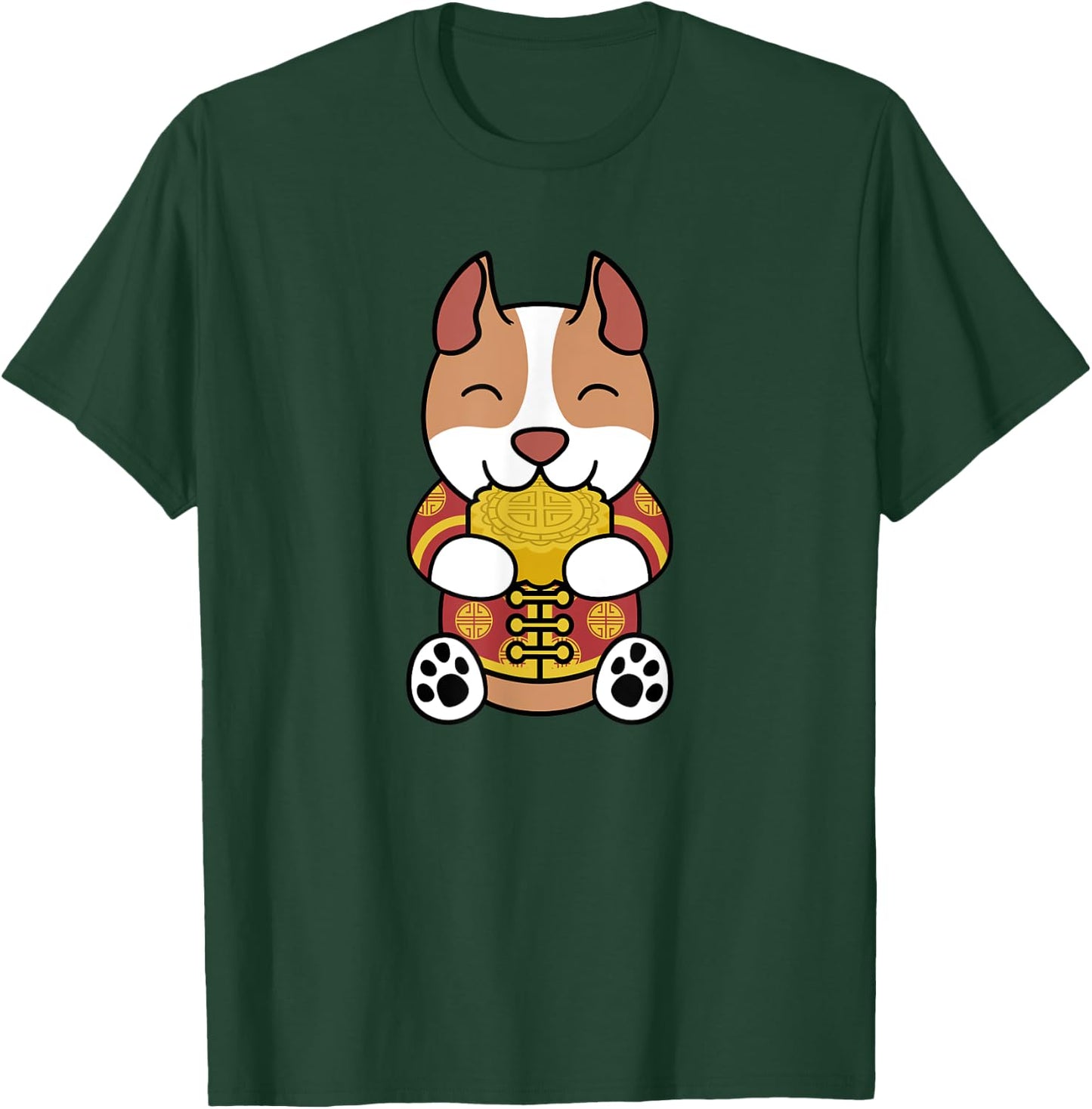 Chinese Costume Mooncake Pit Bull Dog T-Shirt - T-Shirt | Forest