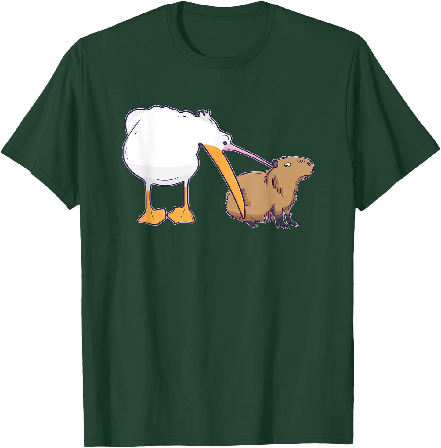 Pelican Tries to Eat Capybara Funny Cute Kawaii Meme T-Shirt - T-Shirt | Forest