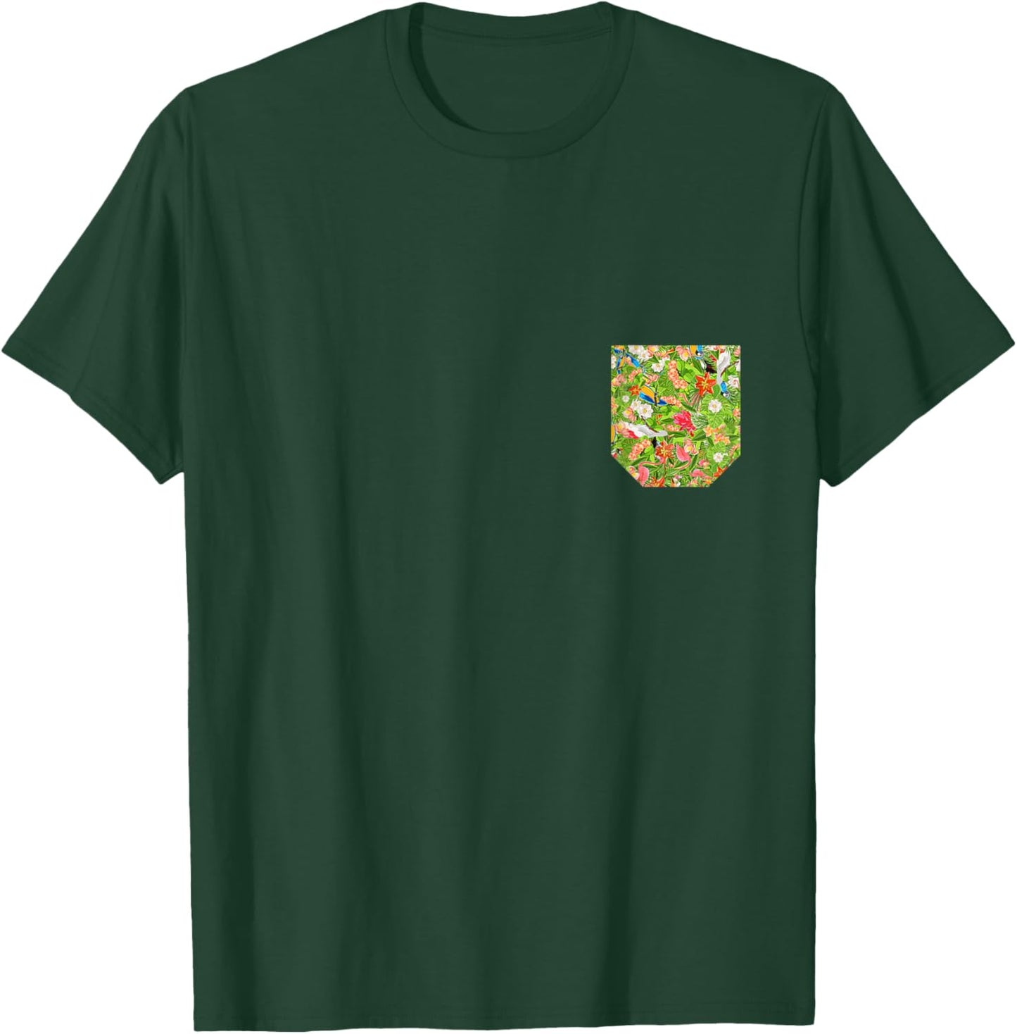 Pocket | Tropical Bird Hawaiian Theme T-Shirt - T-Shirt | Forest