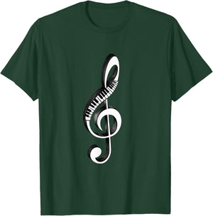 Cool Piano Art Men Women Musical Notes Piano Player Treble T-Shirt - T-Shirt | Forest