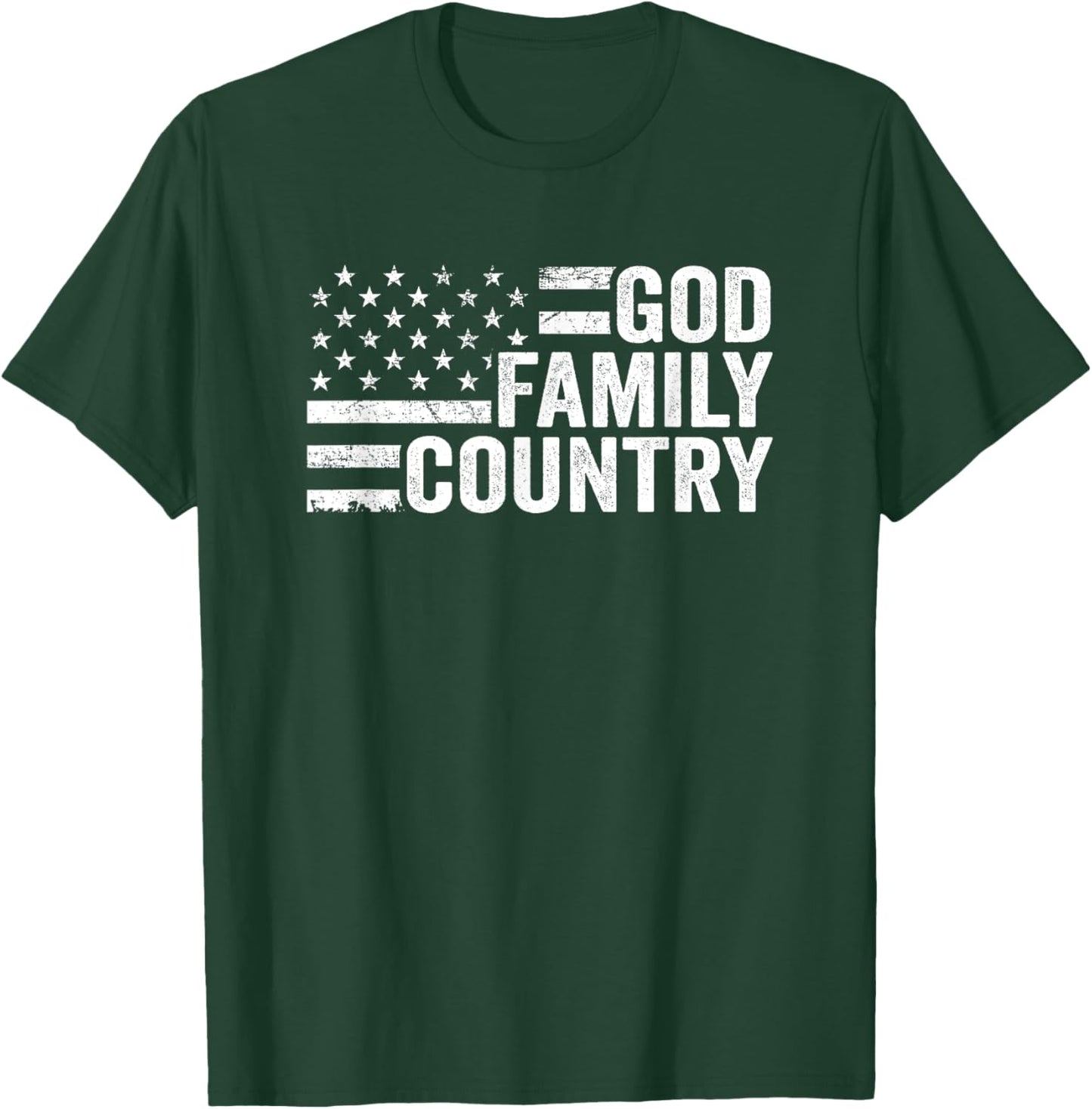 God Family Country - Patriotic Christian American Flag Women Men T-Shirt - T-Shirt | Forest