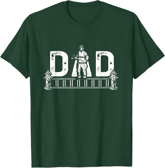 Firefighter Dad Fireman First Responder Fire Rescue T-Shirt - T-Shirt | Forest