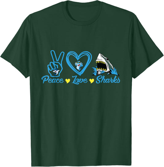 Peace Love Sharks - Shark Lover Gift T-Shirt - T-Shirt | Forest