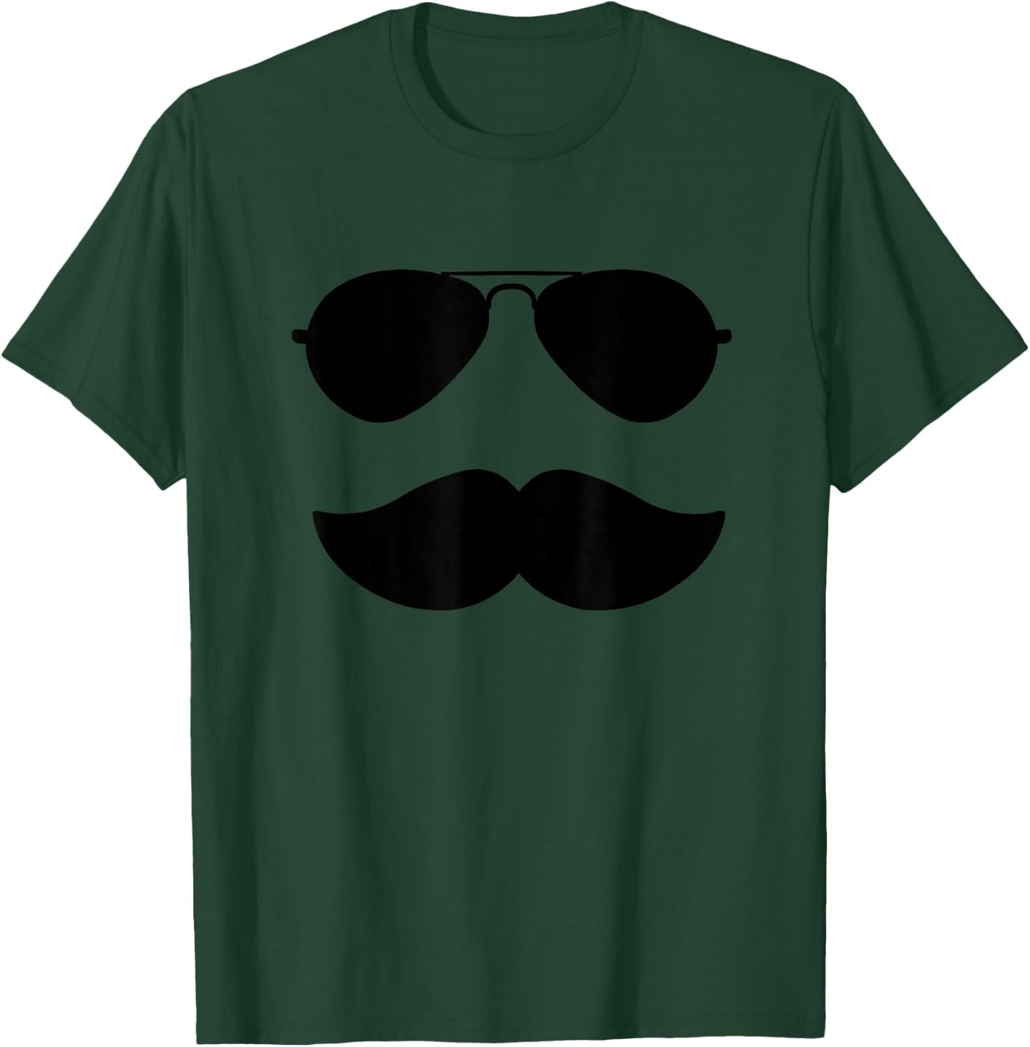 Aviator Sunglasses and Moustache T-Shirt - T-Shirt | Forest