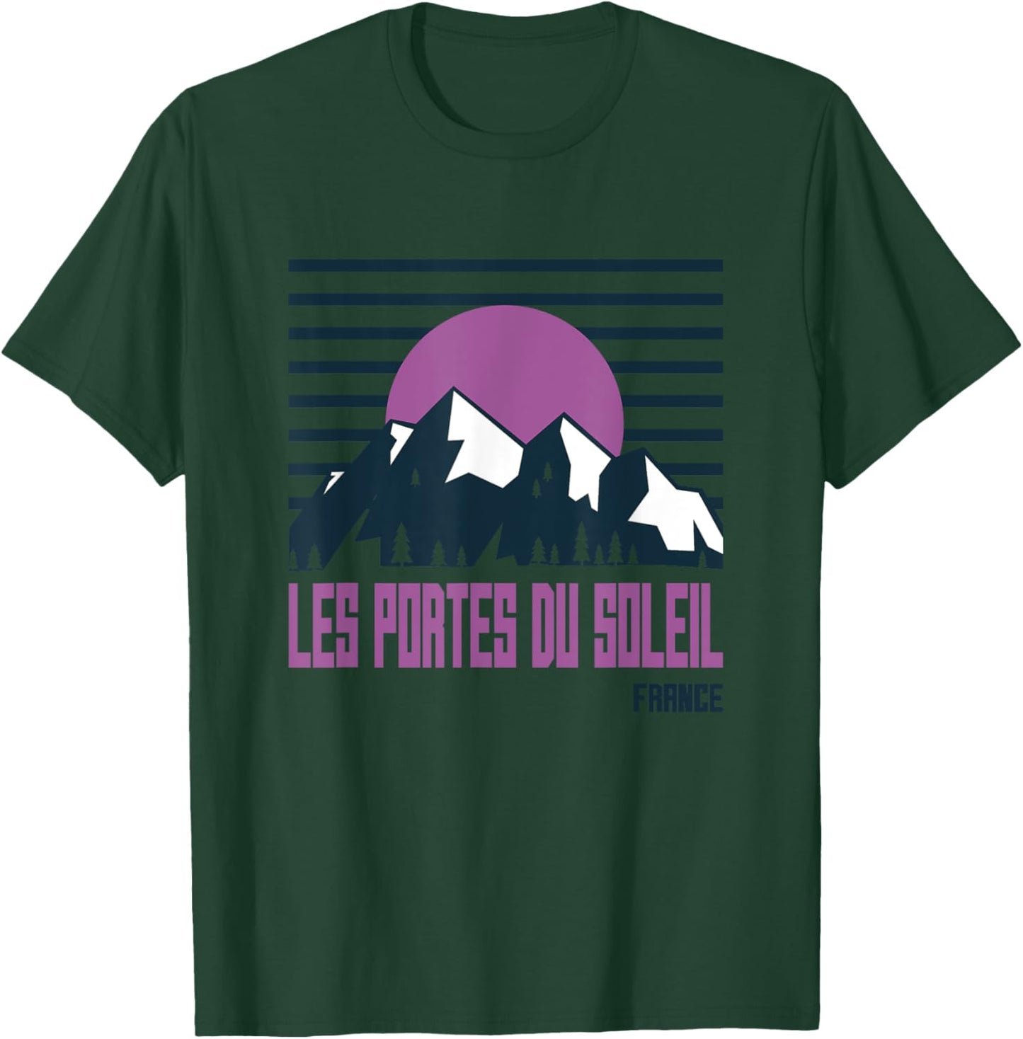 Les Portes Du Soleil Vintage Mountains Hiking France Retro T-Shirt - T-Shirt | Forest