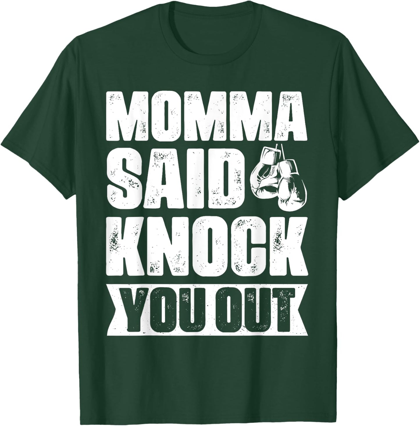 Retro, Vintage Boxer, Mom, Pun, Gag Gift Momma Said Knock You Out Apparel -Adults Black Short Sleeve Small T-Shirt - T-Shirt | Forest