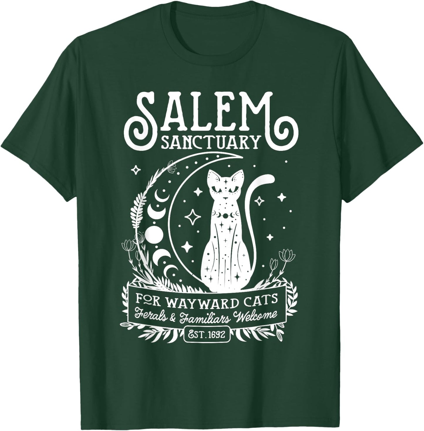 Funny Witch Salem Home For Wayward Black Cats 1692 Halloween T-Shirt - T-Shirt | Forest