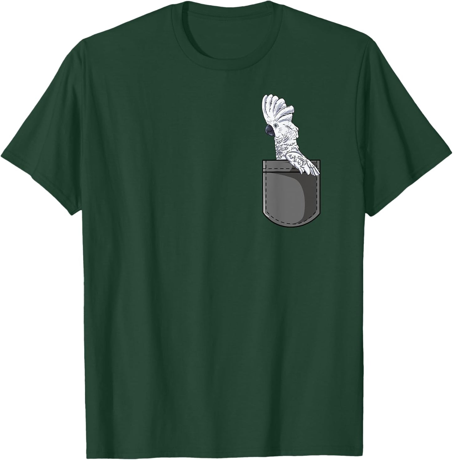 Funz Feather Co. Cockatoo Gift - Black Short Sleeve Classic Fit Cotton Polyester - Small - Modern Bird Themed - Women's, Girls' - Vacation, Birthday - Adults, Women T-Shirt - T-Shirt | Forest