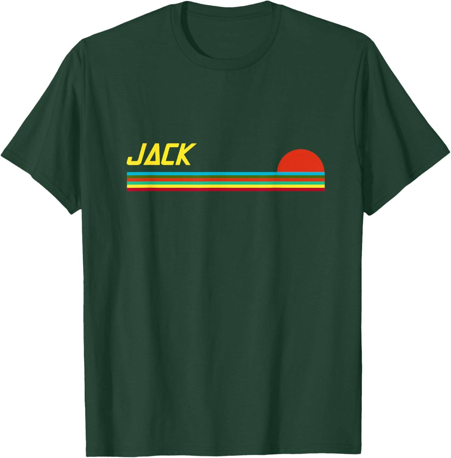 Jack First Name Logo Retro Sunset Surfer Style Jack T-Shirt - T-Shirt | Forest