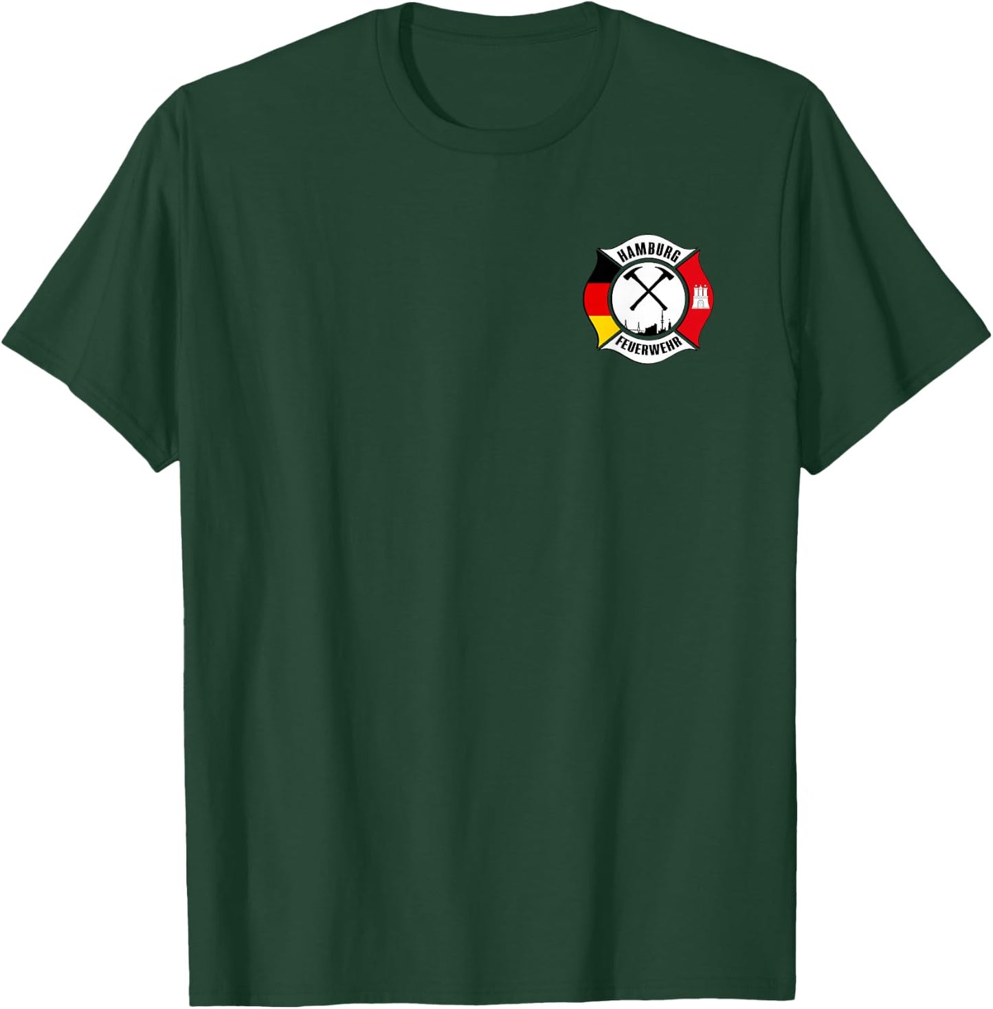 Hamburg Germany Fire Rescue Department Fireman Uniform Flag T-Shirt - T-Shirt | Forest