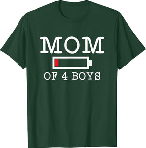 Mom of 4 Boys Mother's Day Four Sons T-Shirt - T-Shirt | Forest
