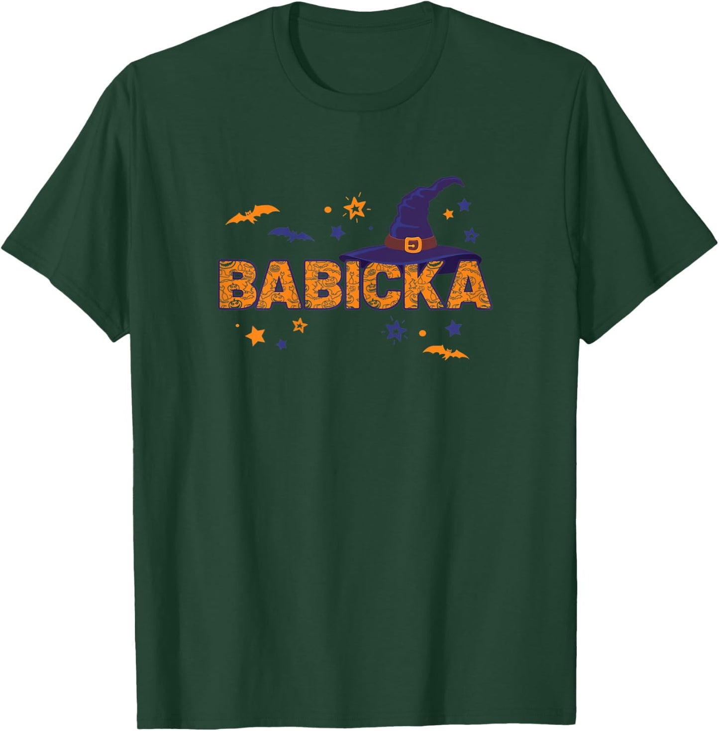 Cool Babicka Witch Hat Czech Grandma Halloween Costume Funny T-Shirt - T-Shirt | Forest