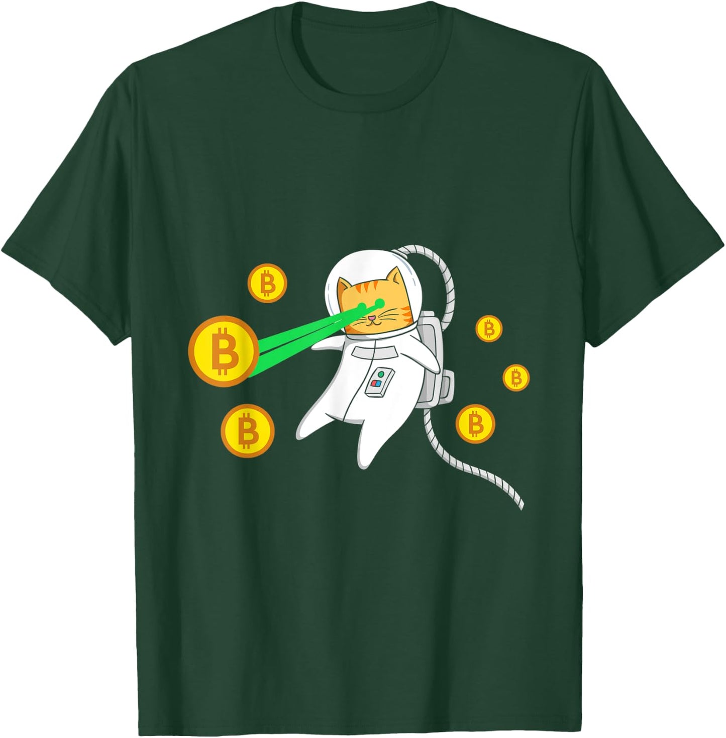 Space Astronaut Cat Bitcoin Laser Eyes Cryptocurrency BTC Women T-Shirt - T-Shirt | Forest