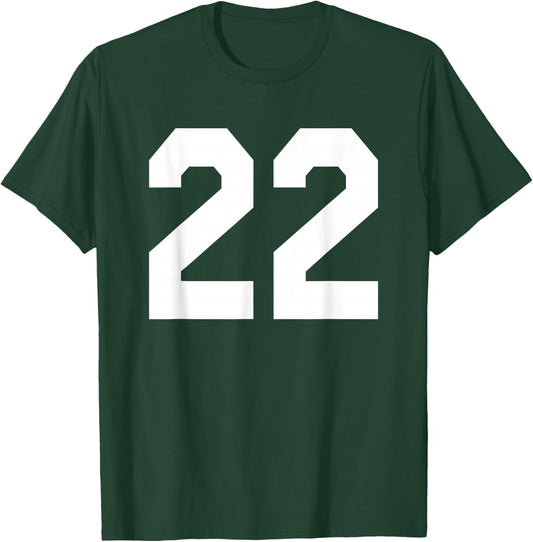 Number 22 Sports Jersey Front and Back Team Player T-Shirt - T-Shirt | Forest