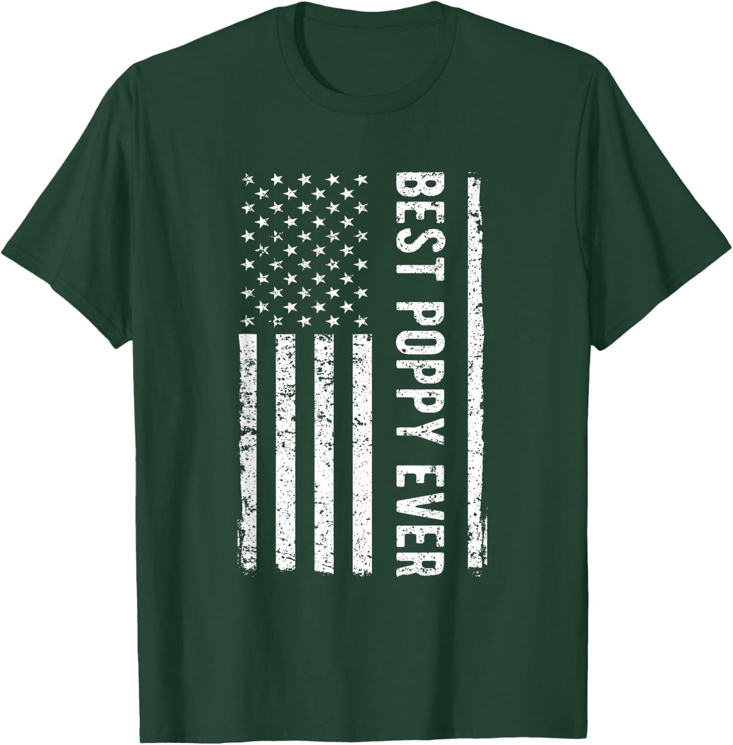 Father's day Best Poppy Ever US American Flag Gift Grandpa Men T-Shirt - T-Shirt | Forest