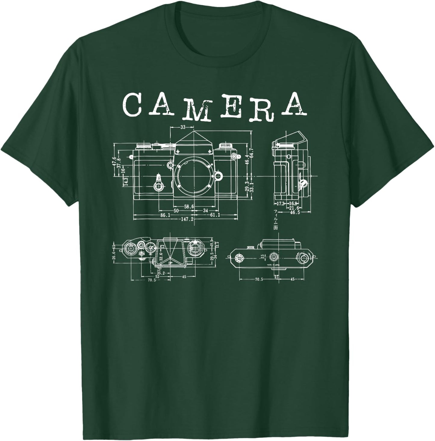 Cool Camera Vintage Patent Blueprint Photography Nerd T-Shirt - T-Shirt | Forest