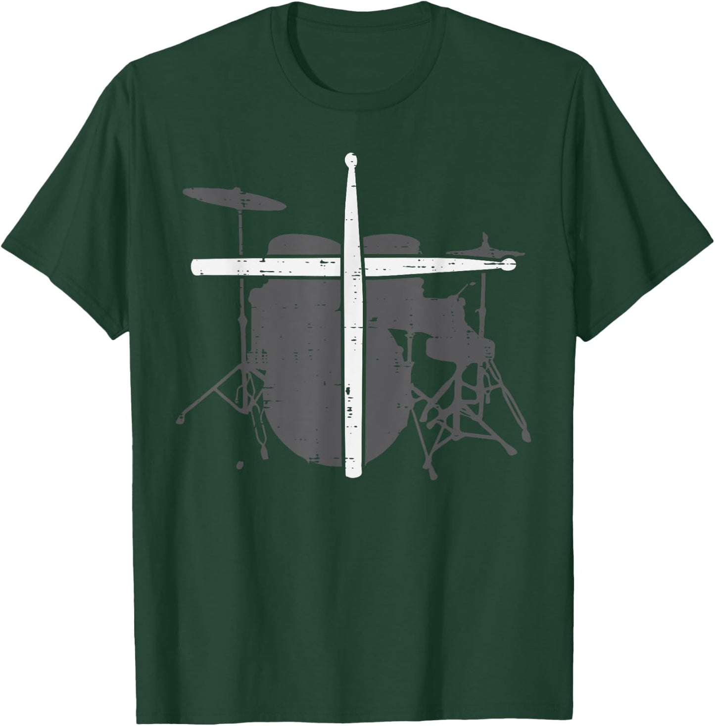 Drums Cross Drumstick Music Jesus Christian Band Men Women T-Shirt - T-Shirt | Forest