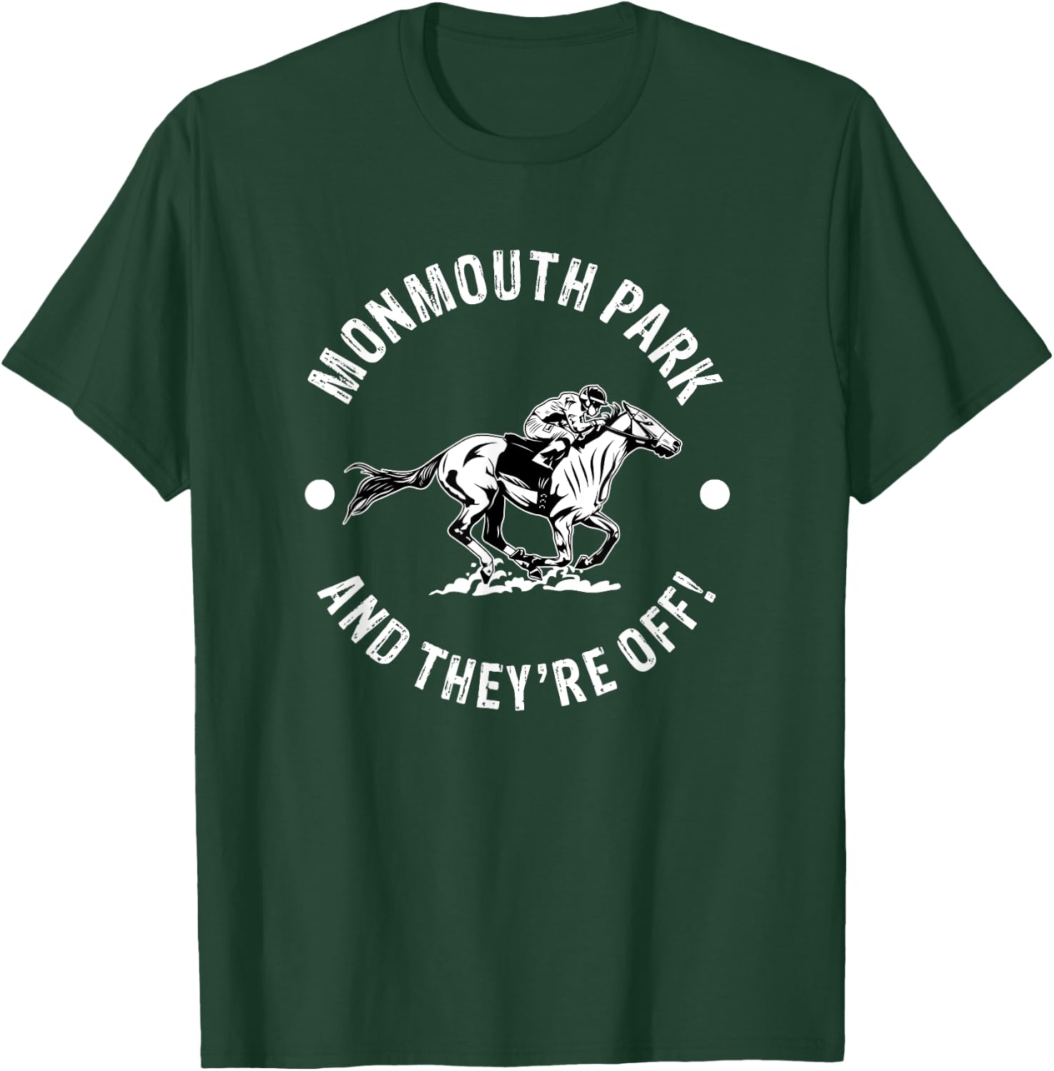 Monmouth Park Racetrack Horse Racing Fan Equestrian NJ Derby T-Shirt - T-Shirt | Forest