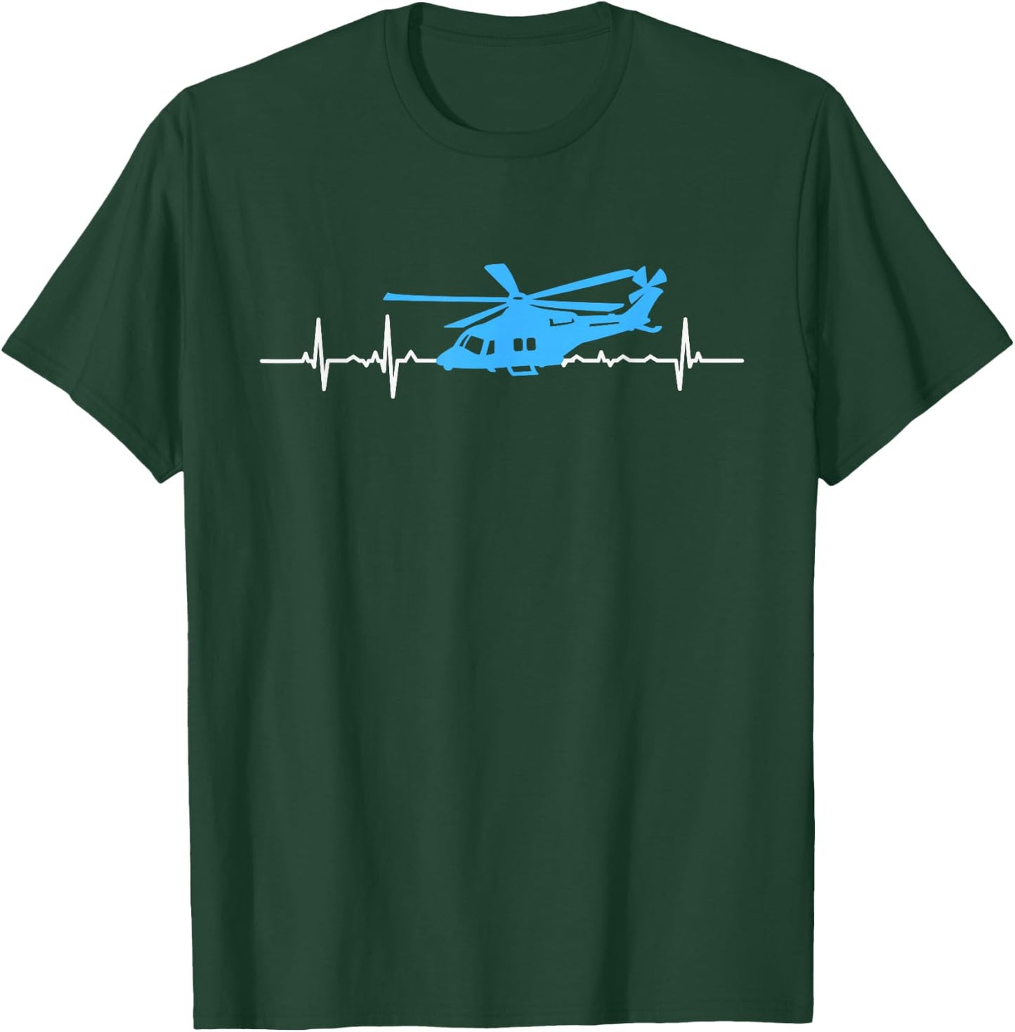 Helicopter Heartbeat Funny EKG Pilots and Aviation Gift Men T-Shirt - T-Shirt | Forest