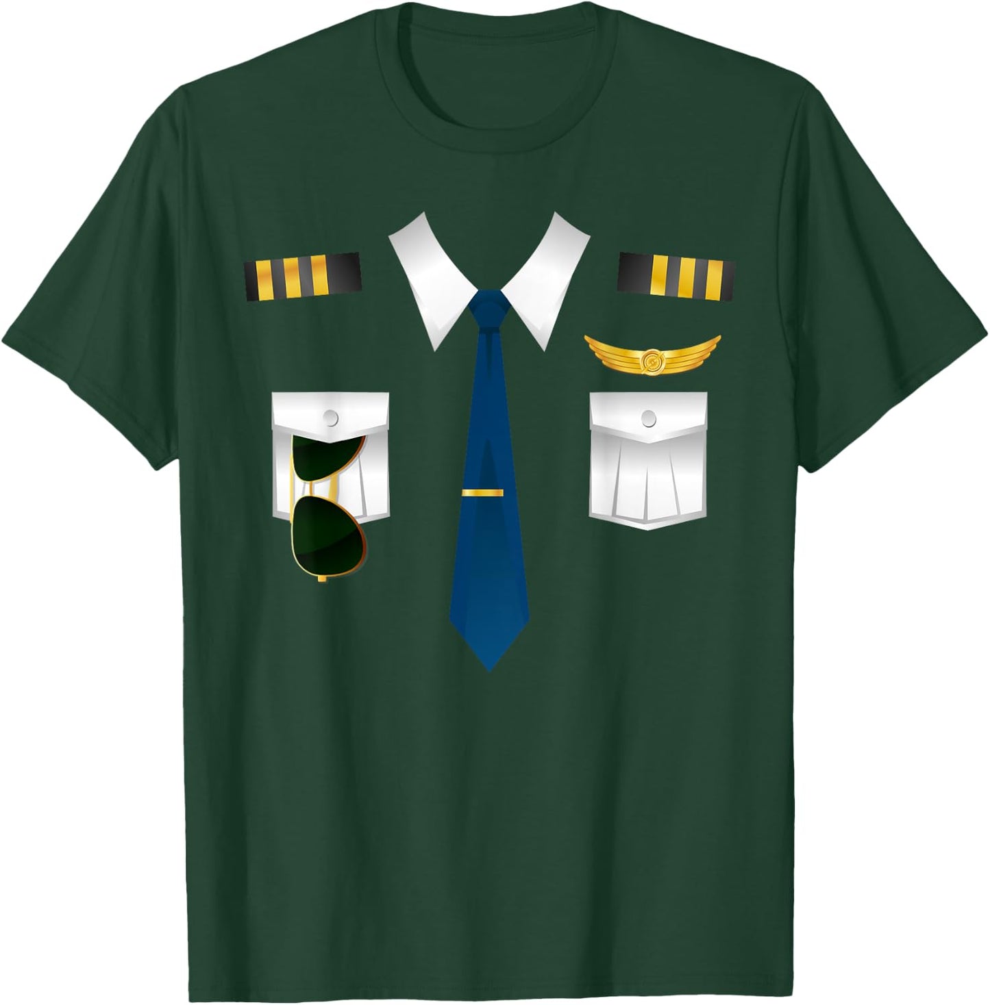 Pilot Uniform Costume Airplane Aviation Flying Airline Gift T-Shirt - T-Shirt | Forest