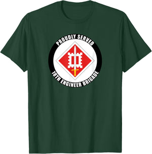 Proudly Served 18th Engineering Brigade Army Veteran T-Shirt - T-Shirt | Forest
