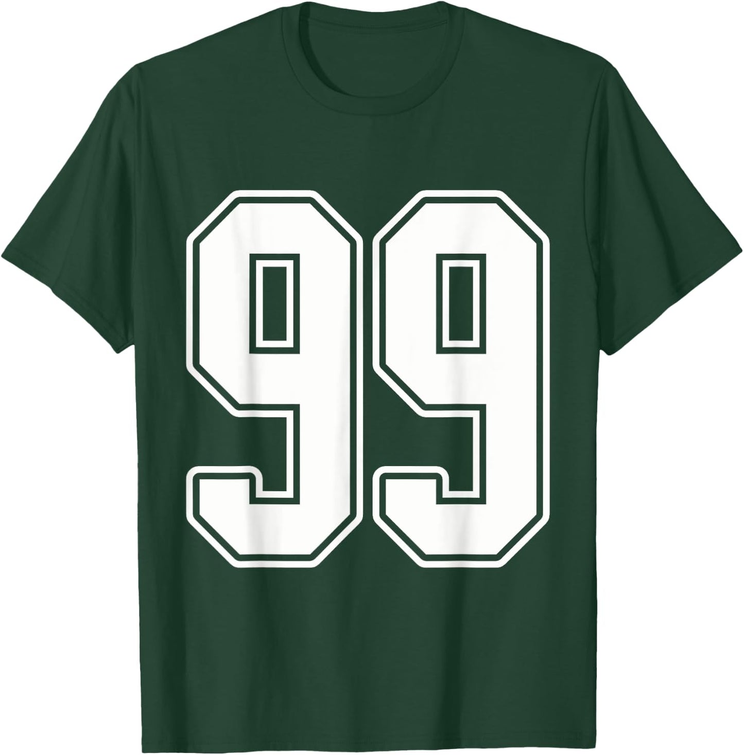 #99 White Outline Number 99 Sports Fan Jersey Style T-Shirt - T-Shirt | Forest