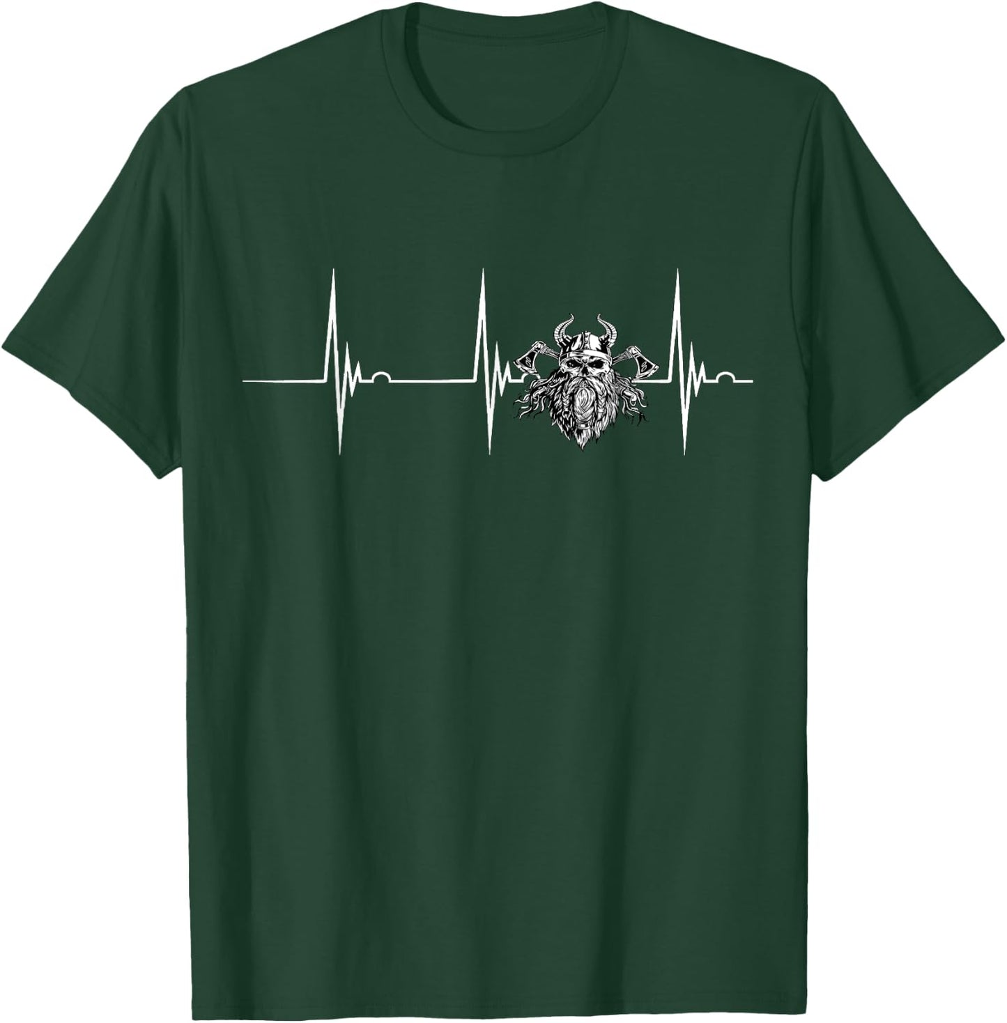 Valhalla Odin Heartbeat EKG Pulse Viking Warrior Pagan T-Shirt - T-Shirt | Forest