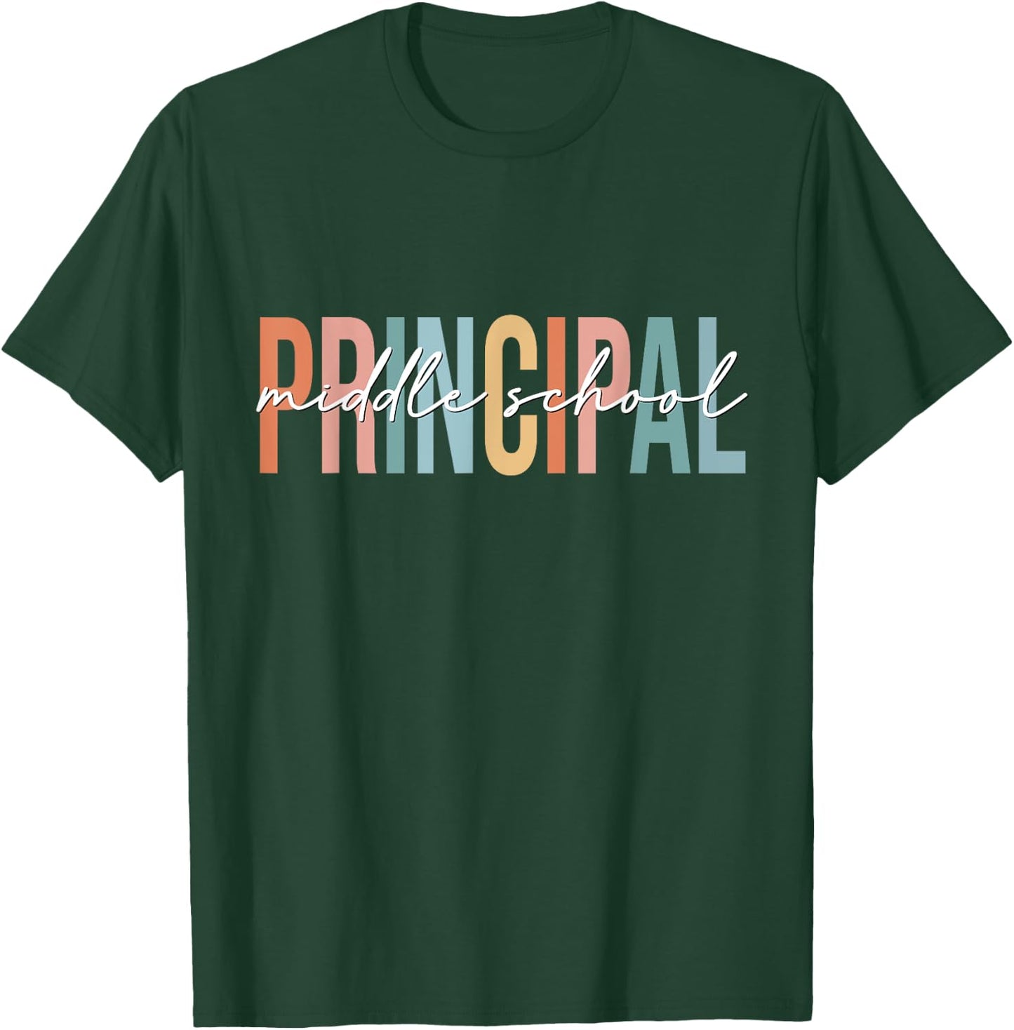 Boho Retro Vintage Middle School Principal Back To School T-Shirt - T-Shirt | Forest