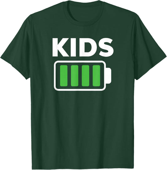 Kids Full Battery Shirt for Boys Girls Sarcastic Matching T-Shirt - T-Shirt | Forest