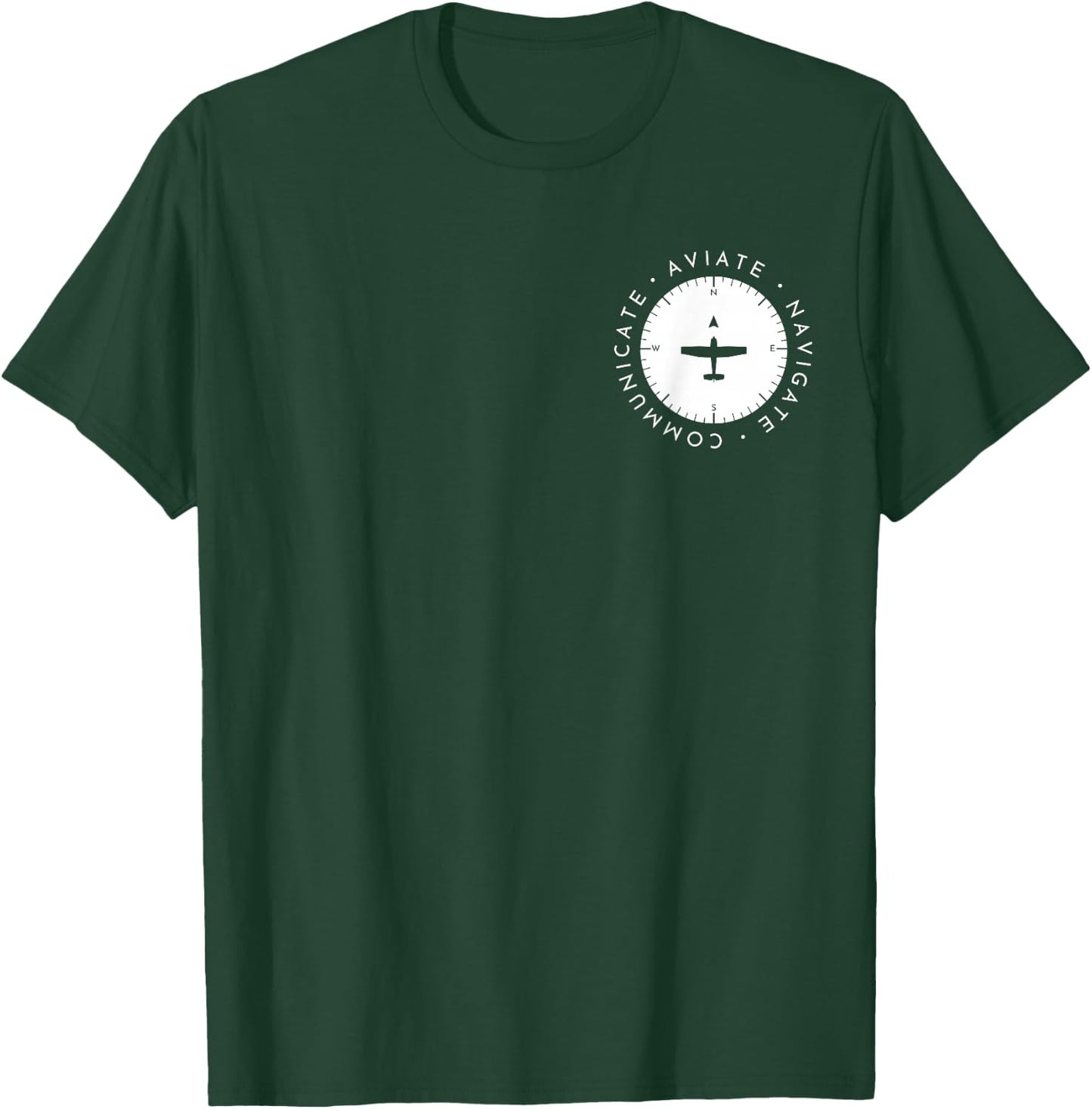 Modern Aviator Pilot Aviate, Navigate Communicate Heading T-Shirt - T-Shirt | Forest
