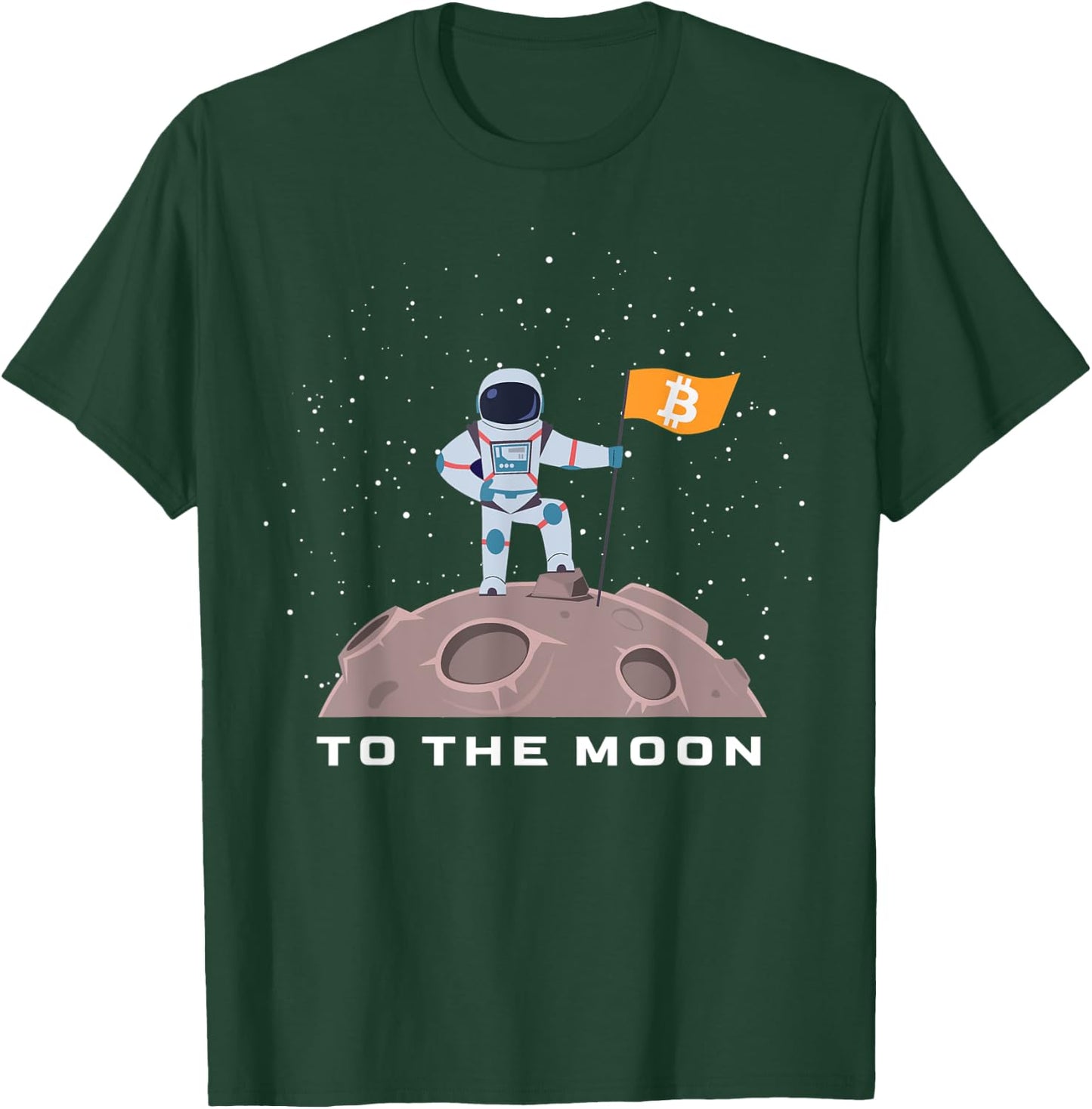 Bitcoin to the moon BTC Crypto Astronaut with BTC Flag T-Shirt - T-Shirt | Forest