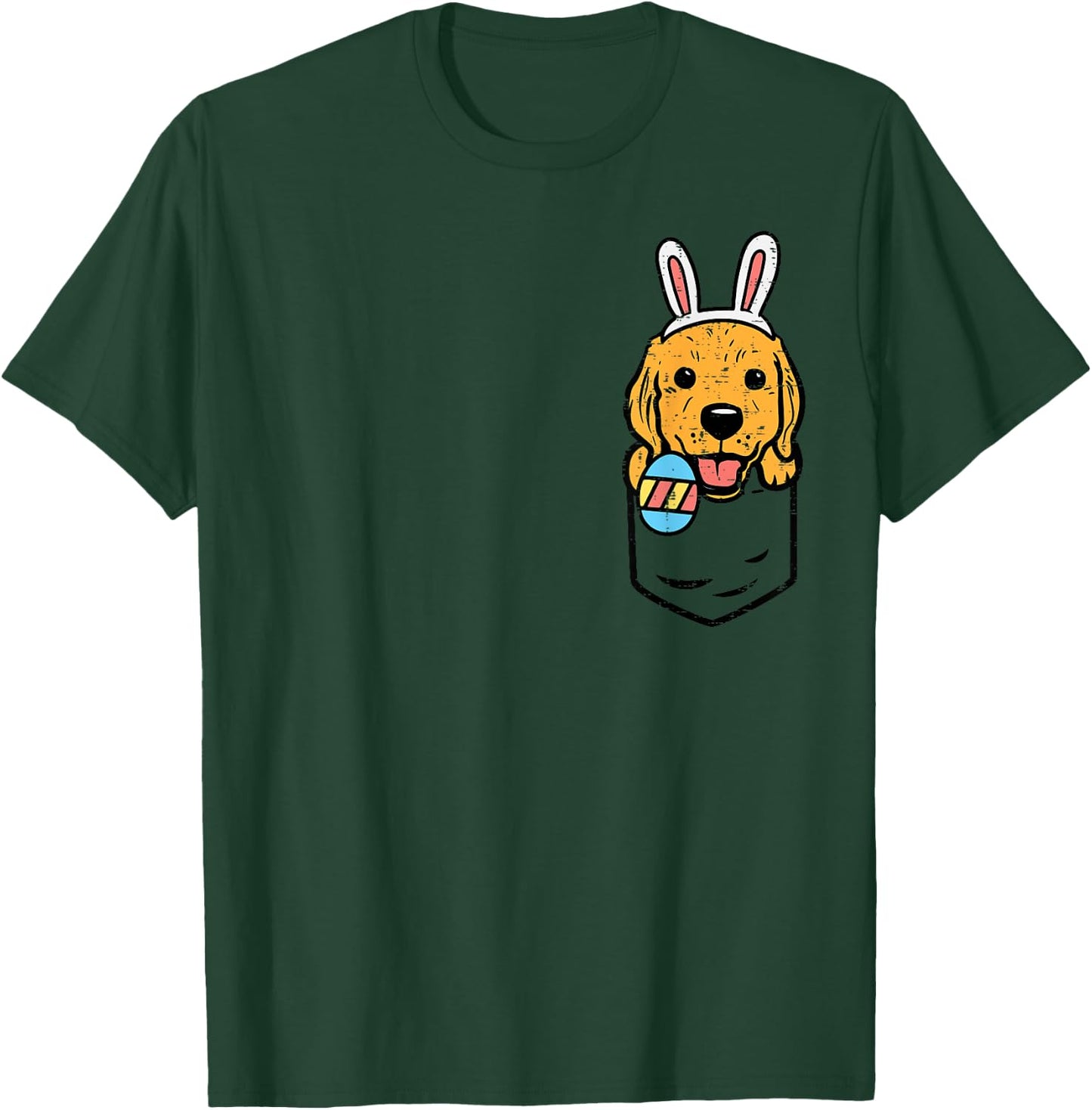 Pocket Golden Retriever Bunny Cute Easter Dog Men Women Kids T-Shirt - T-Shirt | Forest