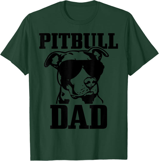 Pitbull Dad Funny Dog Pitbull Sunglasses Fathers Day Pitbull T-Shirt - T-Shirt | Forest