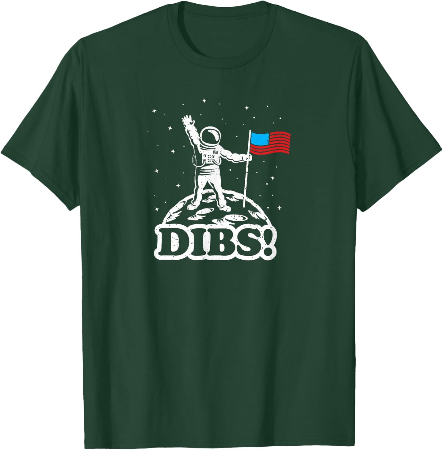 American Flag on Moon July 4th funny t shirt Astronaut space T-Shirt - T-Shirt | Forest