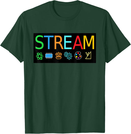 STREAM Technology Robotics Shirt for Teachers and Students T-Shirt - T-Shirt | Forest