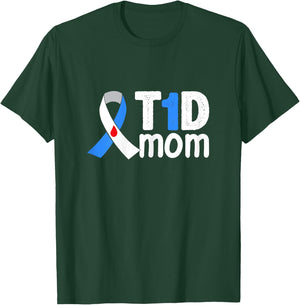 T1d Mom Shirt | Type 1 Diabetes Mom T-Shirt - T-Shirt | Forest