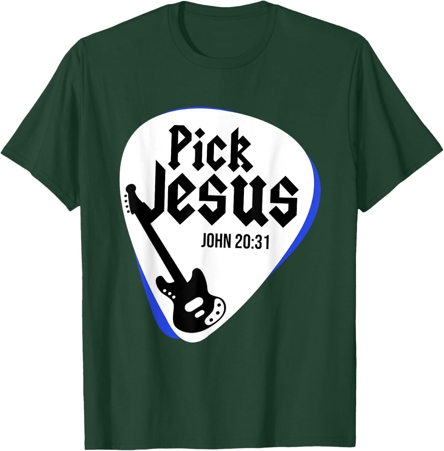 Jesus Christ Guitar Religion Christianity Catholic God T-Shirt - T-Shirt | Forest