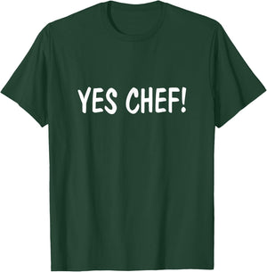 Yes Chef - -Adults Black Classic with Short Sleeves and Letter Print T-Shirt - T-Shirt | Forest