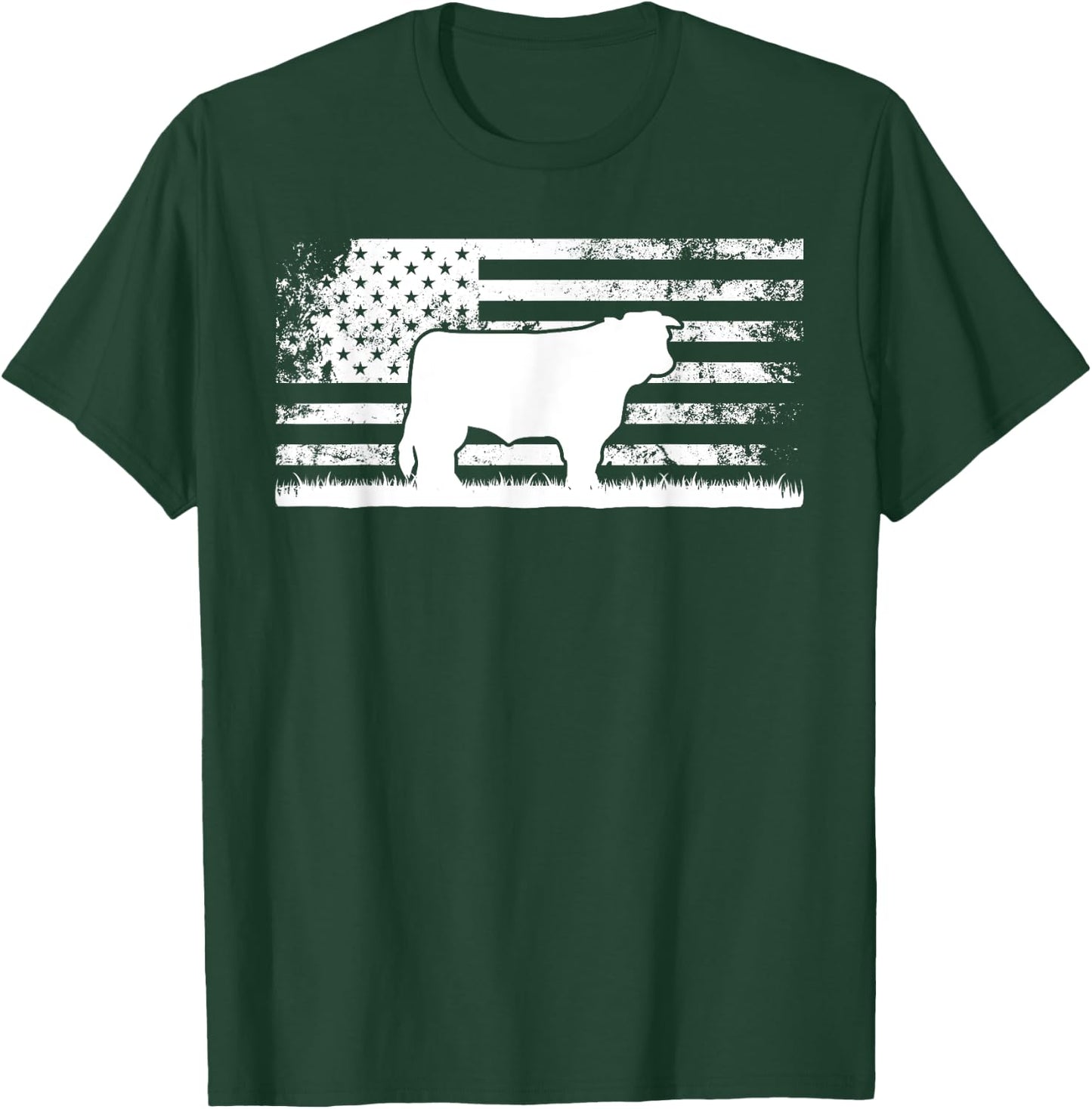 Hereford Rancher - American Flag for Hereford Cow Farmer T-Shirt - T-Shirt | Forest