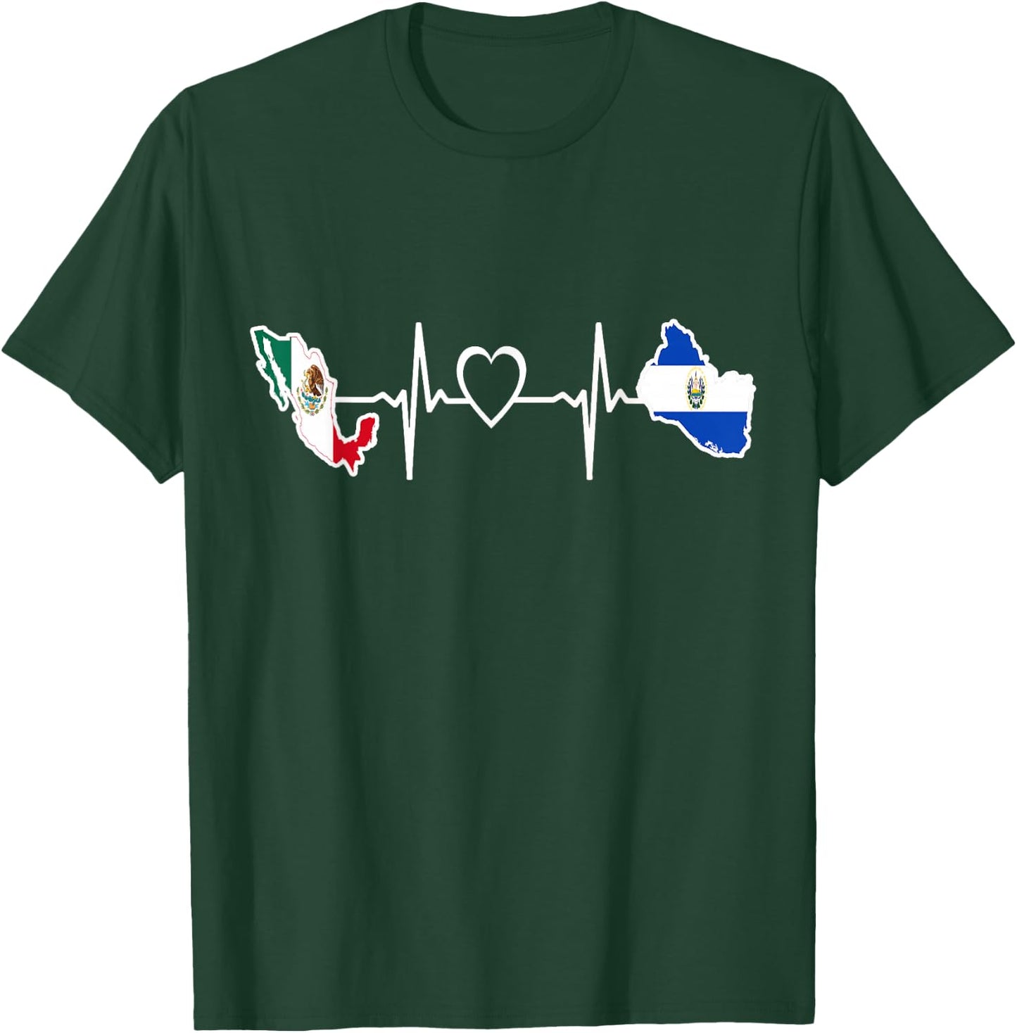 Mexican Salvadorian Flag - Mexico El Salvador Heartbeat T-Shirt - T-Shirt | Forest