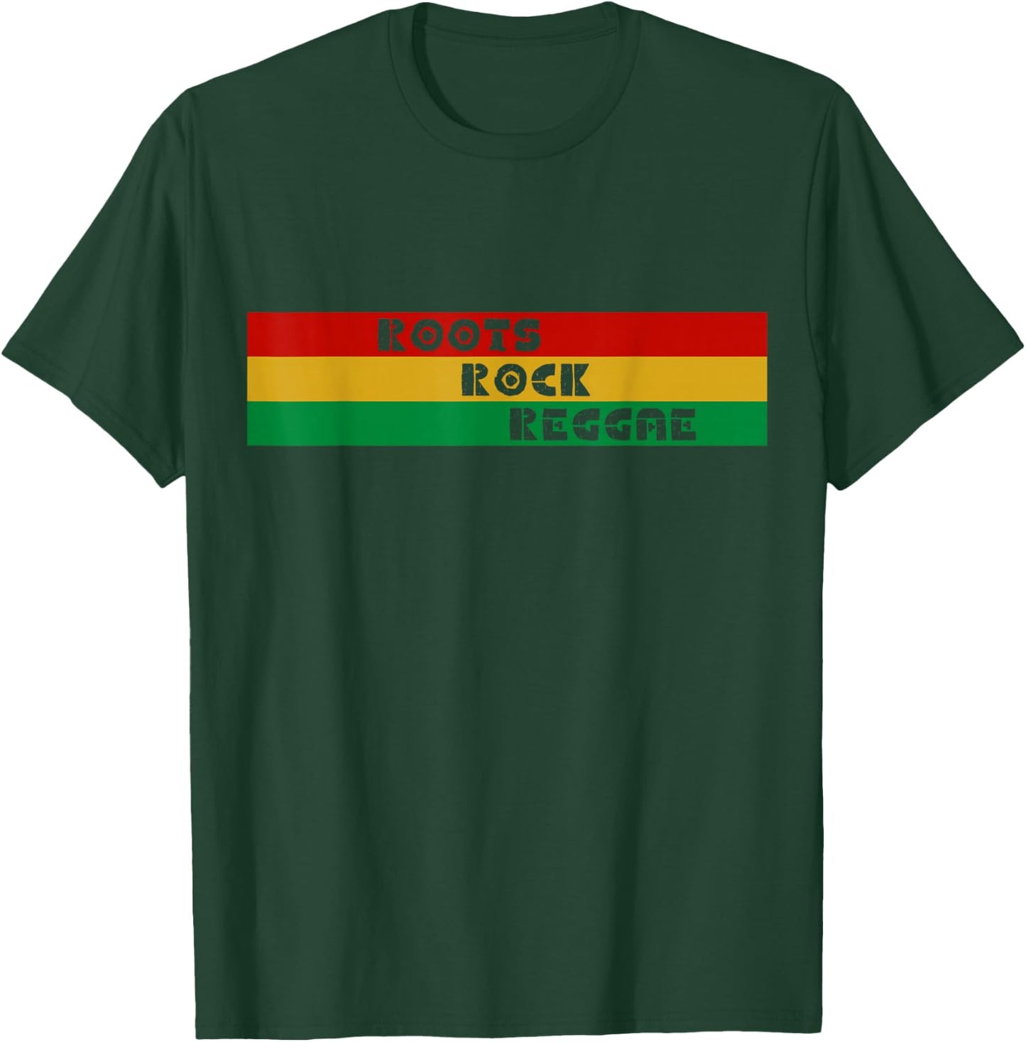 Roots Rock Reggae Rasta Red Gold & Green Striped Horizontal T-Shirt - T-Shirt | Forest